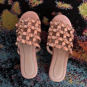 Liliana Blush Gem-Studded Sandals